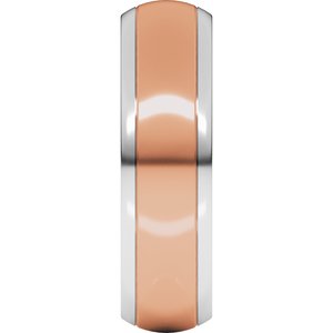 14K Yellow Or White Or Rose Gold Stepped Beveled-Edge Inlay Comfort-Fit Half Round Band