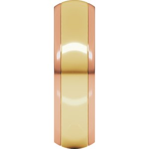 14K Yellow Or White Or Rose Gold Stepped Beveled-Edge Inlay Comfort-Fit Half Round Band