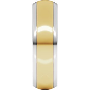 14K Yellow Or White Or Rose Gold Stepped Beveled-Edge Inlay Comfort-Fit Half Round Band