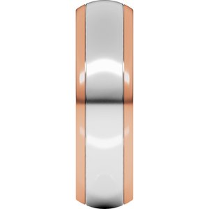 14K Yellow Or White Or Rose Gold Stepped Beveled-Edge Inlay Comfort-Fit Half Round Band