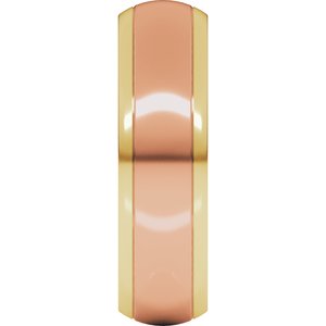 14K Yellow Or White Or Rose Gold Stepped Beveled-Edge Inlay Comfort-Fit Half Round Band