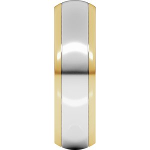 14K Yellow Or White Or Rose Gold Stepped Beveled-Edge Inlay Comfort-Fit Half Round Band