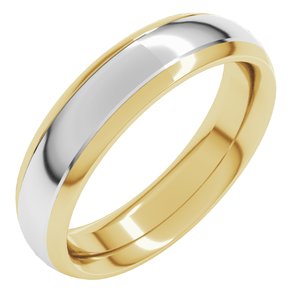14K Yellow Or White Or Rose Gold Stepped Beveled-Edge Inlay Comfort-Fit Half Round Band