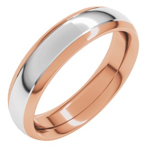 14K Yellow Or White Or Rose Gold Stepped Beveled-Edge Inlay Comfort-Fit Half Round Band