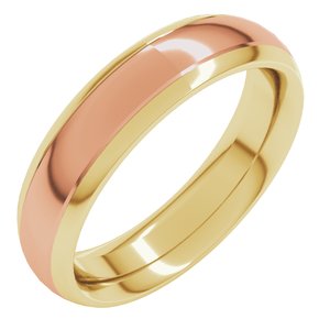 14K Yellow Or White Or Rose Gold Stepped Beveled-Edge Inlay Comfort-Fit Half Round Band