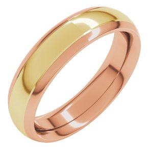 14K Yellow Or White Or Rose Gold Stepped Beveled-Edge Inlay Comfort-Fit Half Round Band
