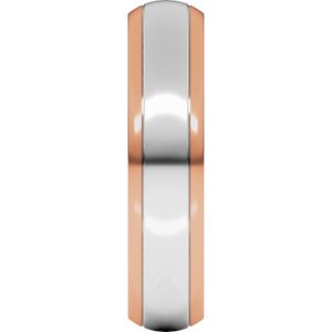 14K Yellow Or White Or Rose Gold Stepped Beveled-Edge Inlay Comfort-Fit Half Round Band