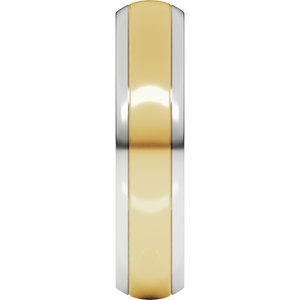 14K Yellow Or White Or Rose Gold Stepped Beveled-Edge Inlay Comfort-Fit Half Round Band