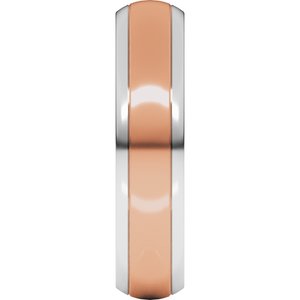 14K Yellow Or White Or Rose Gold Stepped Beveled-Edge Inlay Comfort-Fit Half Round Band