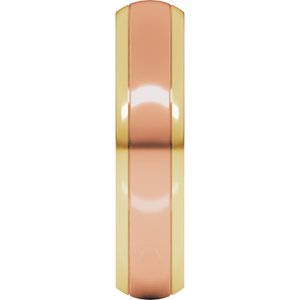 14K Yellow Or White Or Rose Gold Stepped Beveled-Edge Inlay Comfort-Fit Half Round Band