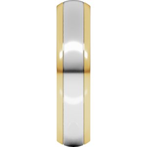 14K Yellow Or White Or Rose Gold Stepped Beveled-Edge Inlay Comfort-Fit Half Round Band