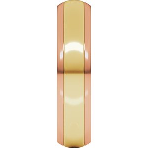 14K Yellow Or White Or Rose Gold Stepped Beveled-Edge Inlay Comfort-Fit Half Round Band