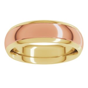 14K Yellow Or White Or Rose Gold Stepped Beveled-Edge Inlay Comfort-Fit Half Round Band