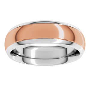 14K Yellow Or White Or Rose Gold Stepped Beveled-Edge Inlay Comfort-Fit Half Round Band