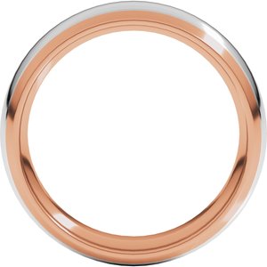 14K Yellow Or White Or Rose Gold Stepped Beveled-Edge Inlay Comfort-Fit Half Round Band