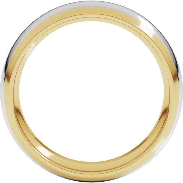 14K Yellow/White Or White/Yellow Gold Stepped Beveled-Edge Inlay Comfort-Fit Half Round Band
