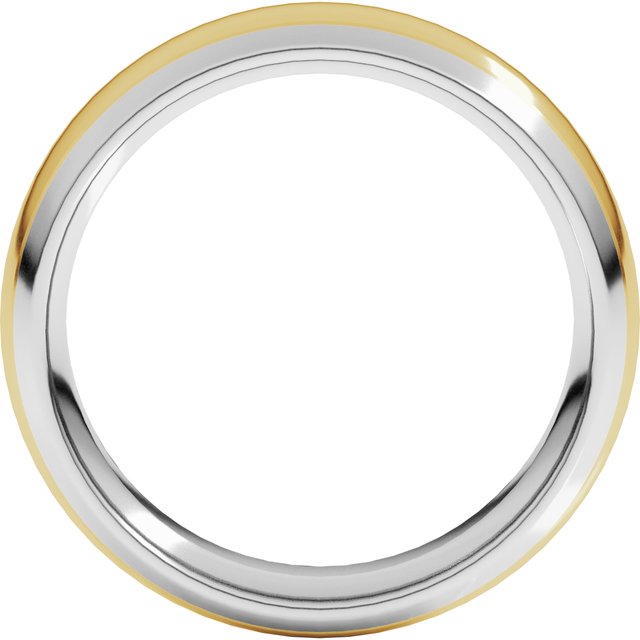 14K Yellow/White Or White/Yellow Gold Stepped Beveled-Edge Inlay Comfort-Fit Half Round Band
