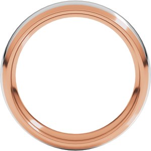 14K Yellow Or White Or Rose Gold Stepped Beveled-Edge Inlay Comfort-Fit Half Round Band