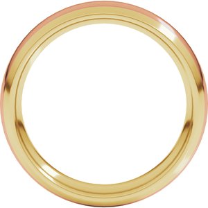 14K Yellow Or White Or Rose Gold Stepped Beveled-Edge Inlay Comfort-Fit Half Round Band