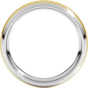 14K Yellow Or White Or Rose Gold Stepped Beveled-Edge Inlay Comfort-Fit Half Round Band