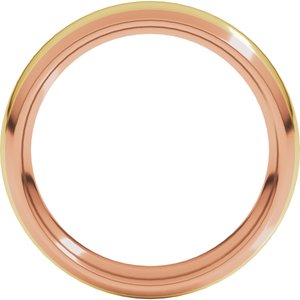 14K Yellow Or White Or Rose Gold Stepped Beveled-Edge Inlay Comfort-Fit Half Round Band