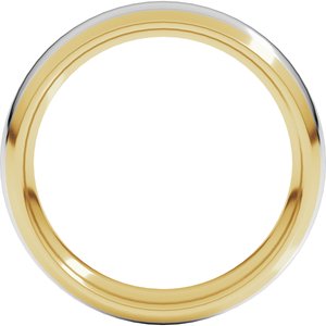 14K Yellow Or White Or Rose Gold Stepped Beveled-Edge Inlay Comfort-Fit Half Round Band