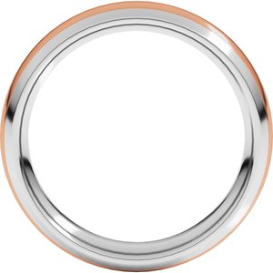 14K Yellow Or White Or Rose Gold Stepped Beveled-Edge Inlay Comfort-Fit Half Round Band