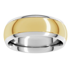 14K Yellow Or White Or Rose Gold Stepped Beveled-Edge Inlay Comfort-Fit Half Round Band