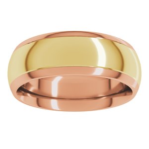 14K Yellow Or White Or Rose Gold Stepped Beveled-Edge Inlay Comfort-Fit Half Round Band