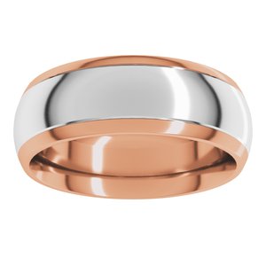 14K Yellow Or White Or Rose Gold Stepped Beveled-Edge Inlay Comfort-Fit Half Round Band