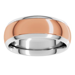 14K Yellow Or White Or Rose Gold Stepped Beveled-Edge Inlay Comfort-Fit Half Round Band