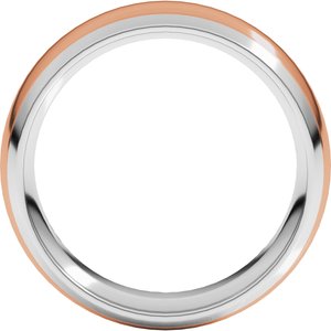 14K Yellow Or White Or Rose Gold Stepped Beveled-Edge Inlay Comfort-Fit Half Round Band