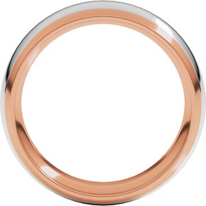 14K Yellow Or White Or Rose Gold Stepped Beveled-Edge Inlay Comfort-Fit Half Round Band