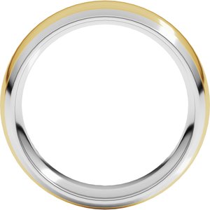14K Yellow Or White Or Rose Gold Stepped Beveled-Edge Inlay Comfort-Fit Half Round Band