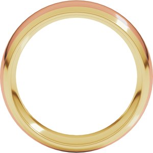 14K Yellow Or White Or Rose Gold Stepped Beveled-Edge Inlay Comfort-Fit Half Round Band