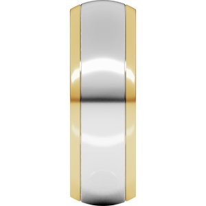 14K Yellow Or White Or Rose Gold Stepped Beveled-Edge Inlay Comfort-Fit Half Round Band
