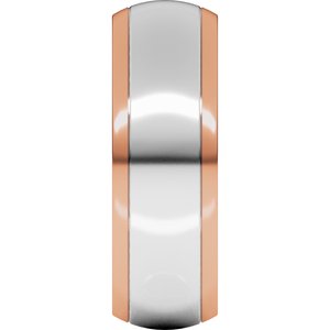 14K Yellow Or White Or Rose Gold Stepped Beveled-Edge Inlay Comfort-Fit Half Round Band