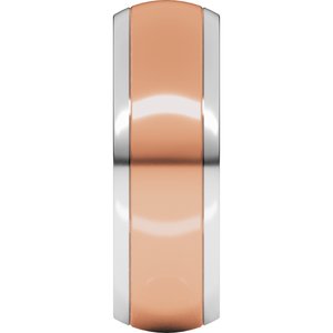 14K Yellow Or White Or Rose Gold Stepped Beveled-Edge Inlay Comfort-Fit Half Round Band