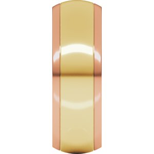 14K Yellow Or White Or Rose Gold Stepped Beveled-Edge Inlay Comfort-Fit Half Round Band