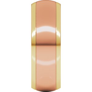 14K Yellow Or White Or Rose Gold Stepped Beveled-Edge Inlay Comfort-Fit Half Round Band