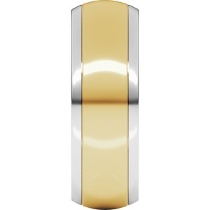 14K Yellow Or White Or Rose Gold Stepped Beveled-Edge Inlay Comfort-Fit Half Round Band