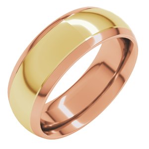 14K Yellow Or White Or Rose Gold Stepped Beveled-Edge Inlay Comfort-Fit Half Round Band
