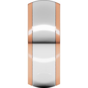 14K Yellow Or White Or Rose Gold Stepped Beveled-Edge Inlay Comfort-Fit Half Round Band