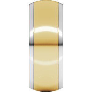 14K Yellow Or White Or Rose Gold Stepped Beveled-Edge Inlay Comfort-Fit Half Round Band