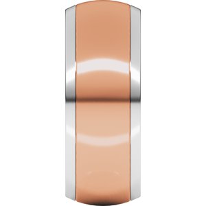 14K Yellow Or White Or Rose Gold Stepped Beveled-Edge Inlay Comfort-Fit Half Round Band