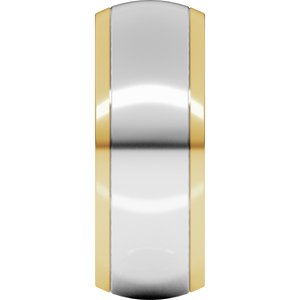 14K Yellow Or White Or Rose Gold Stepped Beveled-Edge Inlay Comfort-Fit Half Round Band