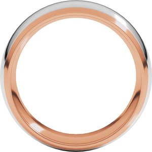 14K Yellow Or White Or Rose Gold Stepped Beveled-Edge Inlay Comfort-Fit Half Round Band