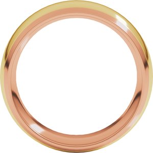 14K Yellow Or White Or Rose Gold Stepped Beveled-Edge Inlay Comfort-Fit Half Round Band