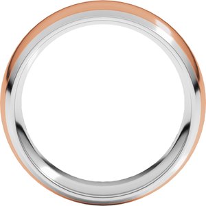 14K Yellow Or White Or Rose Gold Stepped Beveled-Edge Inlay Comfort-Fit Half Round Band