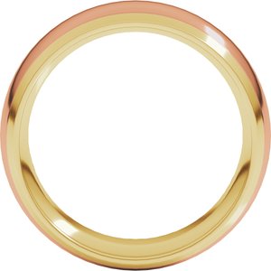14K Yellow Or White Or Rose Gold Stepped Beveled-Edge Inlay Comfort-Fit Half Round Band
